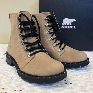 Sorel Lennox Lace-Up Sandy Tan Suede Waterproof Boots